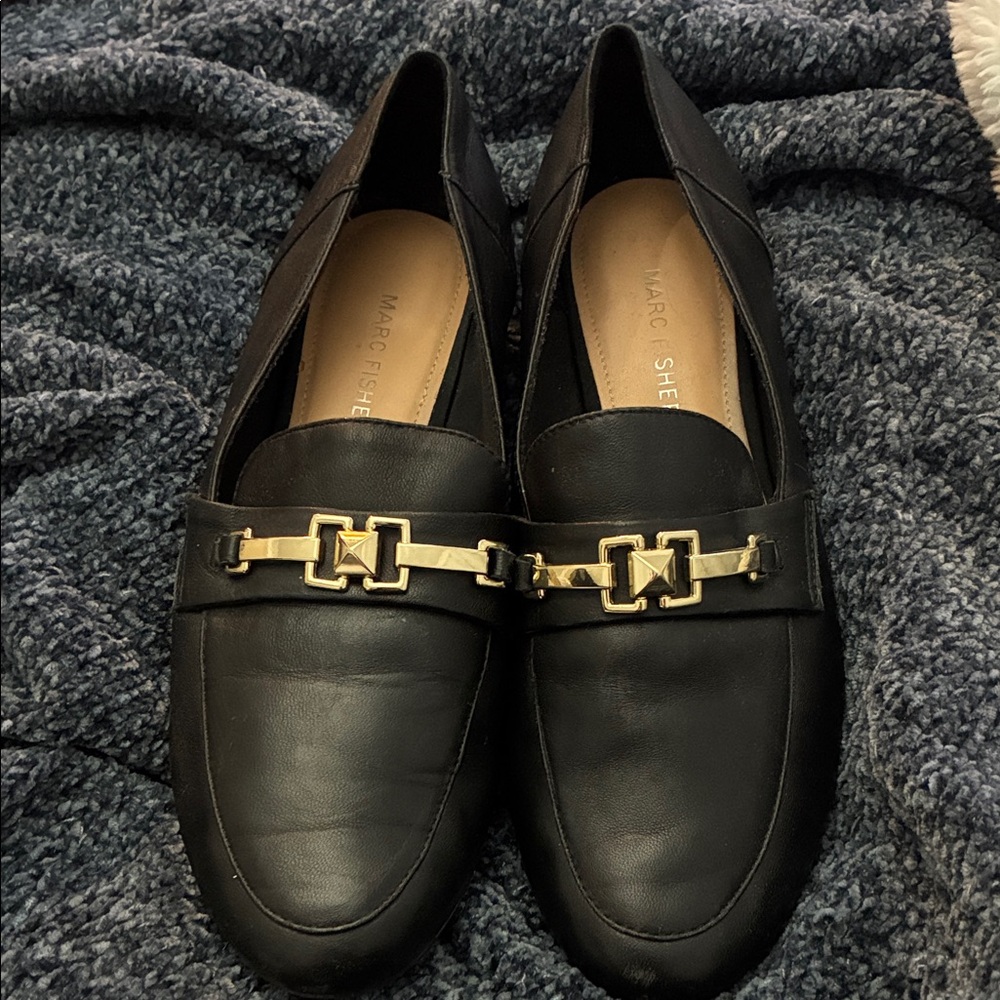 Marc Fisher Black Flats with Gold Detail